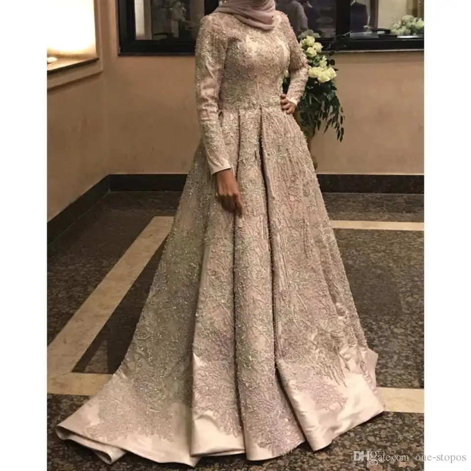 2019 арабское свадебное платье Aso Ebi с высоким воротом роскошное кружевное