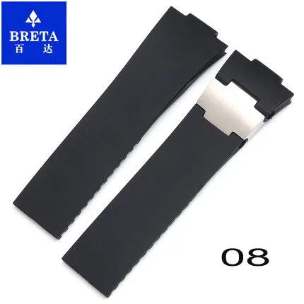 BRETA 25*12 мм водонепроницаемый силиконовый резиновый stap черный коричневый синий ремешок для часов для Ulysse Nardin морской Diver ремешки для часов