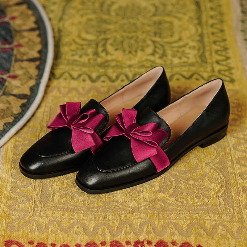 Туфли-лодочки женские из натуральной кожи милые туфли на среднем каблуке с