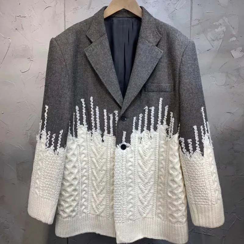 Женский трикотажный комбинезон [EWQ] Серый Повседневный свободный жакет с