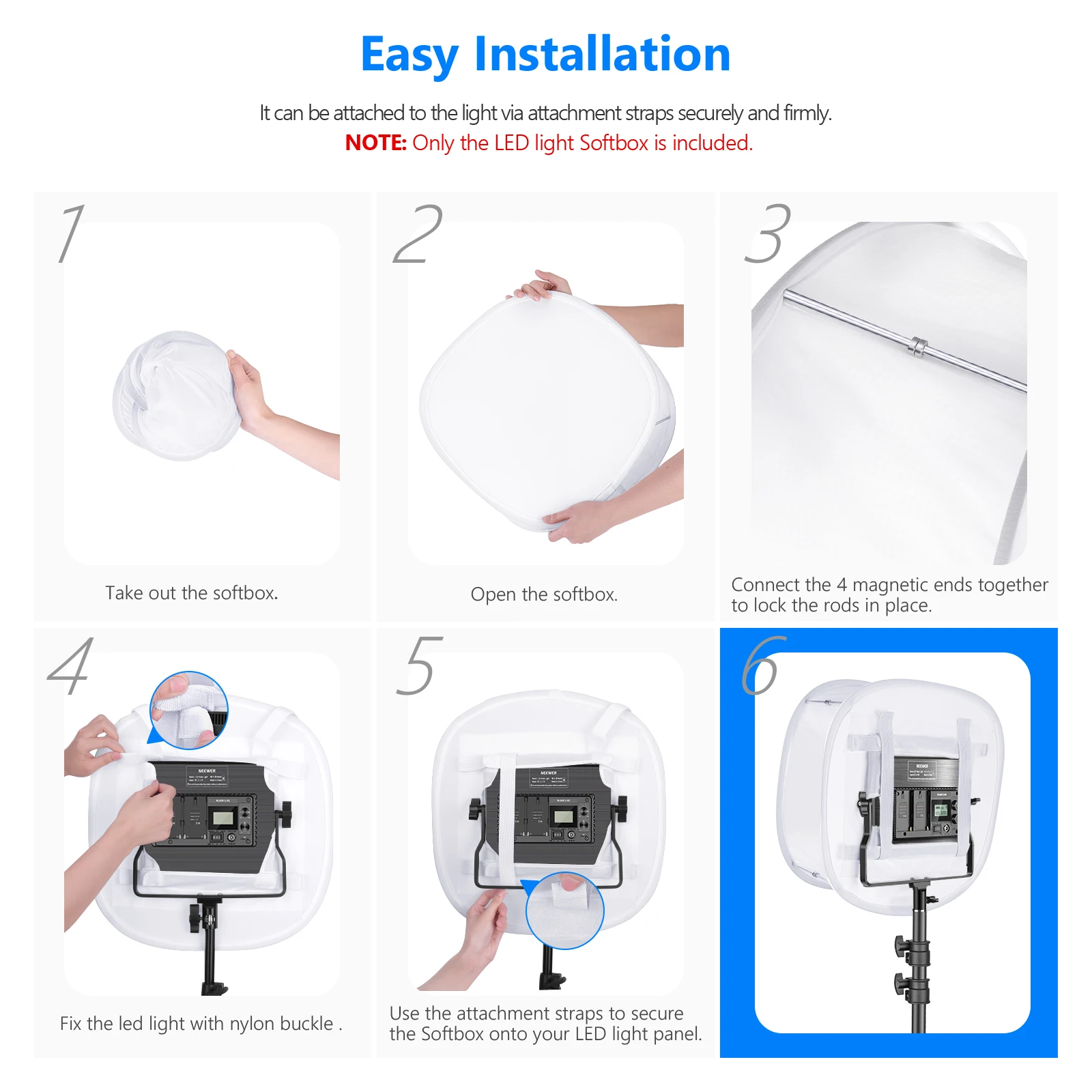 

Neewer Collapsible Softbox Diffuser for LED Panel and Strap Attachment / Carrying Bag for Photo Studio Portrait Video Shooting