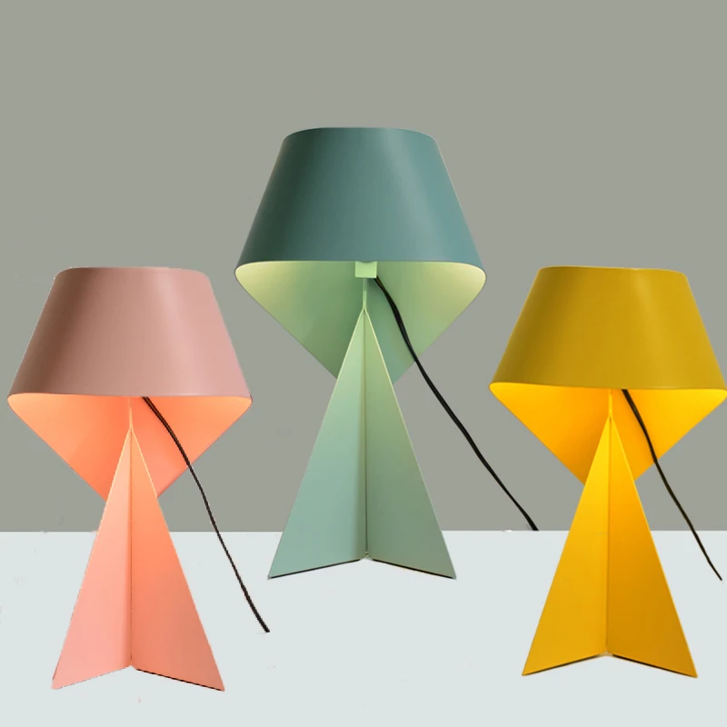 

Modern Led Table Lamp Nordic E27 Wrought Iron Origami Reading Lamp Living Room Decoration Bedroom Bedside Light Study Desk Lamps
