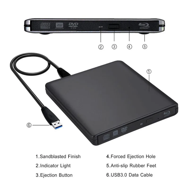 Внешний Usb привод Bluray 3 0 Оптический Привод Bd Rw записывающее устройство