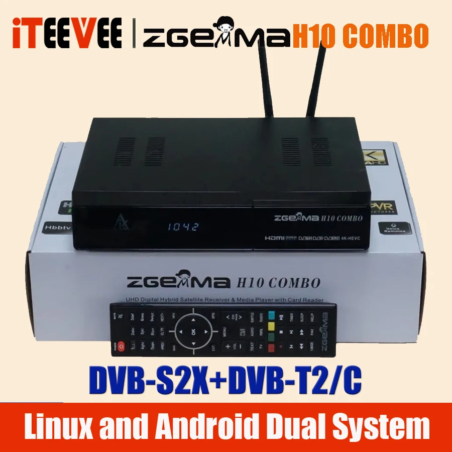 1PC Best ZGEMMA Satellite Receiver H10 COMBO DVB-S2X/T2/C Hi3798MV200 WIFI 4K UHD Linux Enigma2 &amp Android Decoder - купить по