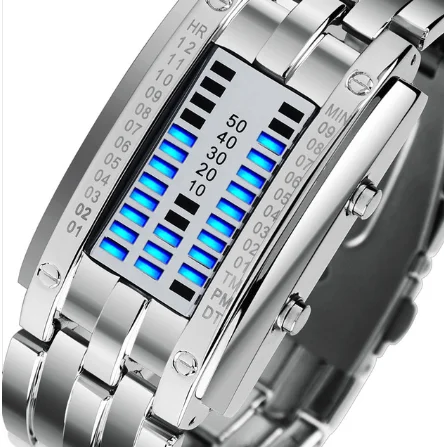 Silver Small SKMEI Montre Homme Креативный дизайн мужские цифровые часы ремешок из нержавеющей стали водонепроницаемые мужские наручные часы Relógio de homem - Цвет: Silver Small