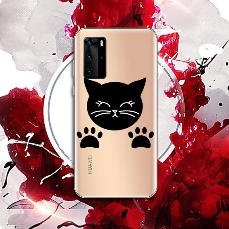 

Cute cat scratching Phone Case Transparent for Huawei P20 P30 P40 honor 8 10i P smart 2019 Samsung A71 A21S S10 20 plus