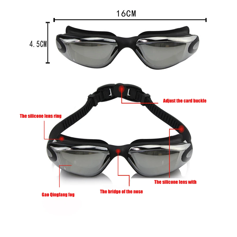 

Swimming Goggles With Swim Cap Nose Clip Ear Plugs Case Anti-fog Swimming Goggles for Adult Men Women Diving Goggle swim eyewear