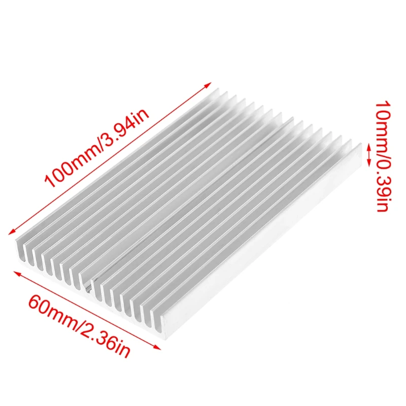 

1 PC 100*60*10mm Aluminum Heat Sink DIY Cooler For IC Chip LED Power Transistor