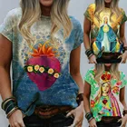 Женская Повседневная футболка с изображением девы Марии, уличная одежда с круглым вырезом, футболка с 3D-принтом Иисуса, Новинка лета 2021