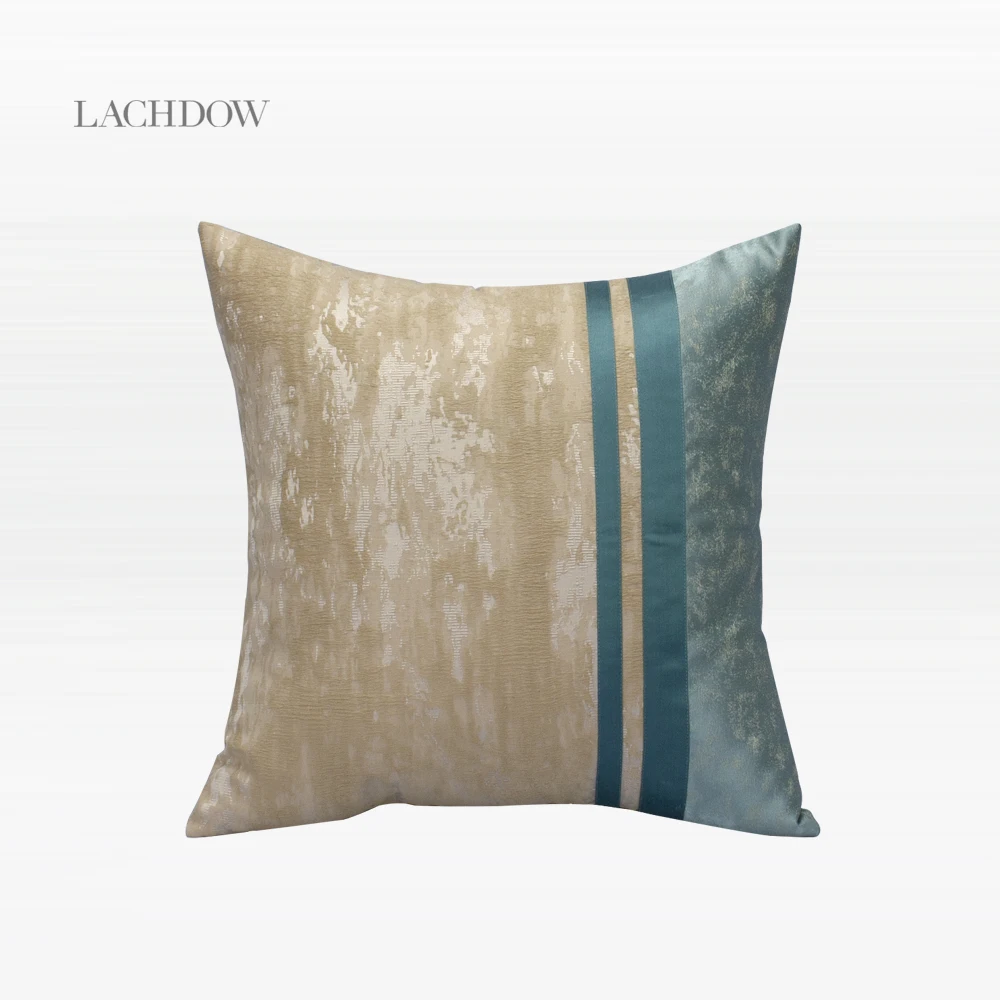 Роскошная наволочка Lachdow с порошковым синим и бежевым швом для дивана гостиной