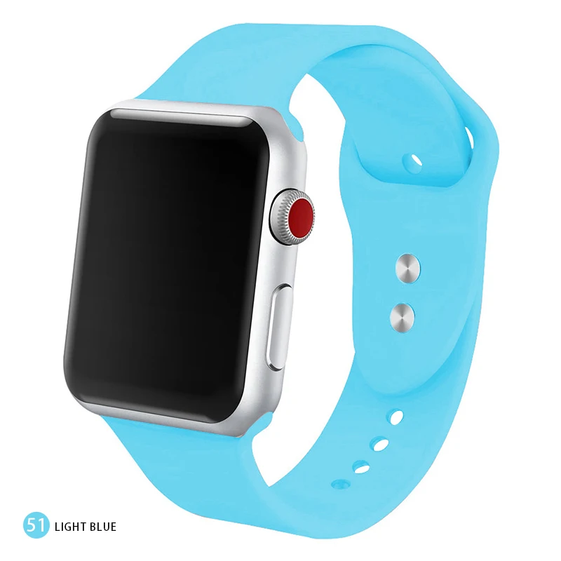 Мягкий силиконовый сменный спортивный ремешок для 38 мм Apple Watch Series1 2 3 4 5 42 мм ремешок для наручных браслетов для iWatch Sports Edition - Цвет ремешка: Light blue