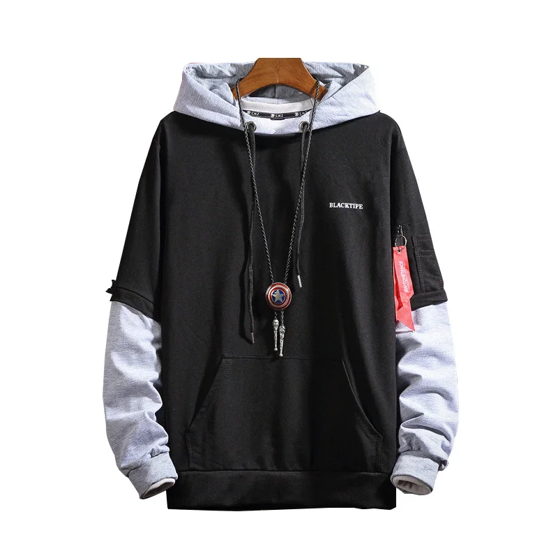 

2020 Sweatshirt Men Hip Hop patchwork Long Sleeve Pullover contrast Hoodies Sweatshirt hoodies Men high quality Hoodie