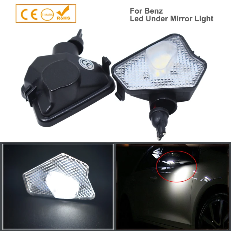 

2x LED Side Under Mirror Puddle Light White For Mercedes W176 W242 W246 W204 C207 W212 W221 W156 W219 C219 X204