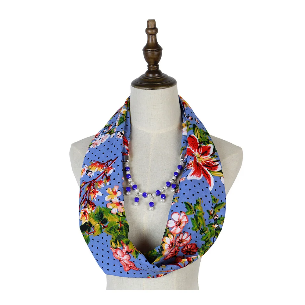 Шарфы женские с круглым кулоном и акриловыми бусинами летняя бижутерия кольцо