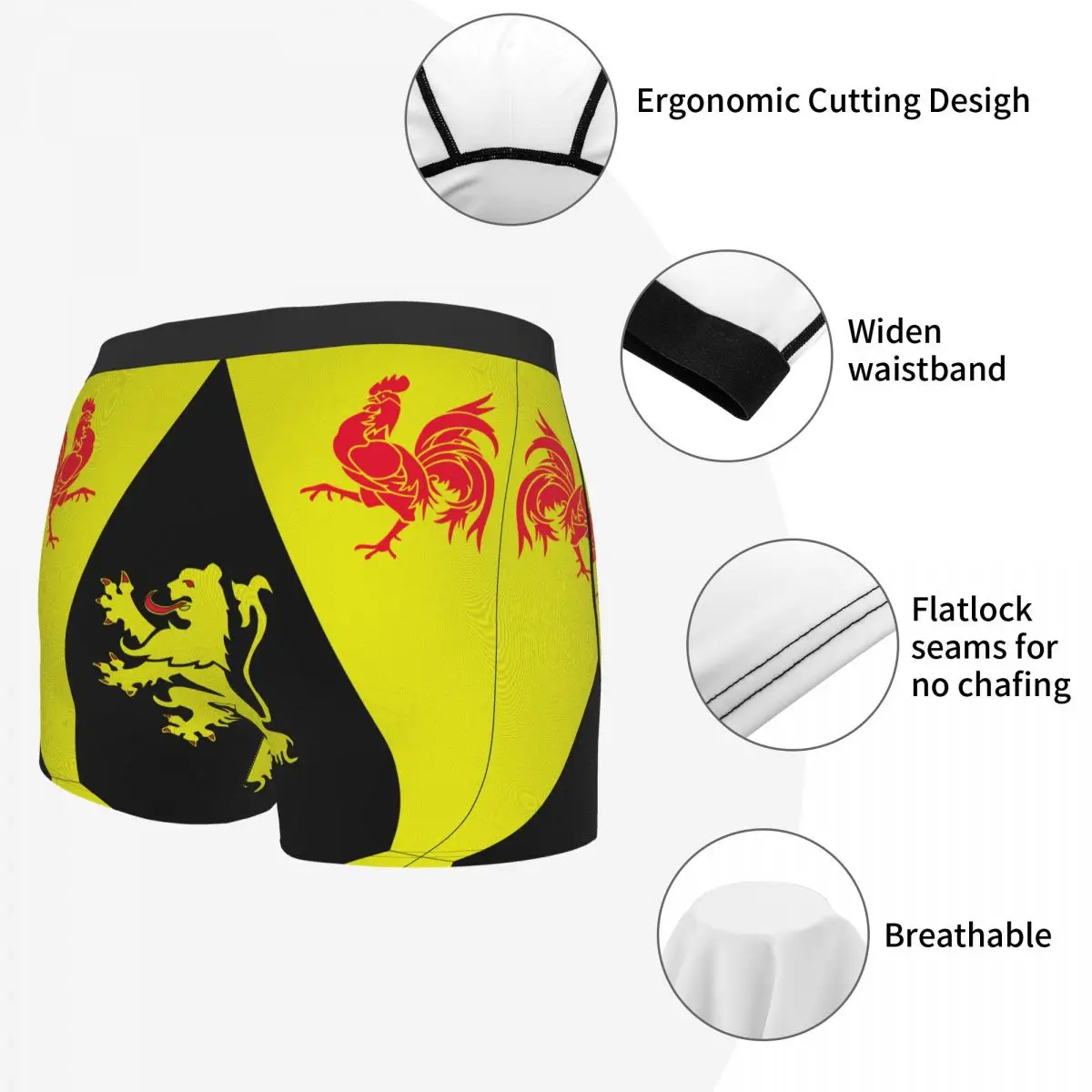 Флаги провинции BE бюбант Валон мужские боксеры трусы бельгийские забавные