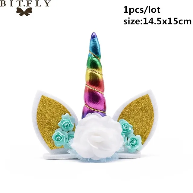 Unicorn horn A Вечерние одноразовые украшения в виде единорога, набор столовых приборов, ободок для волос в виде русалки, обертка для торта, для детского дня рождения, свадьбы - Цвет: Unicorn horn A