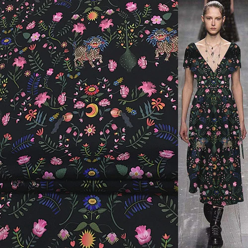 Цветочные чистый шелк с рисунком саржа марлевой ткани мягкий красивый цветочный