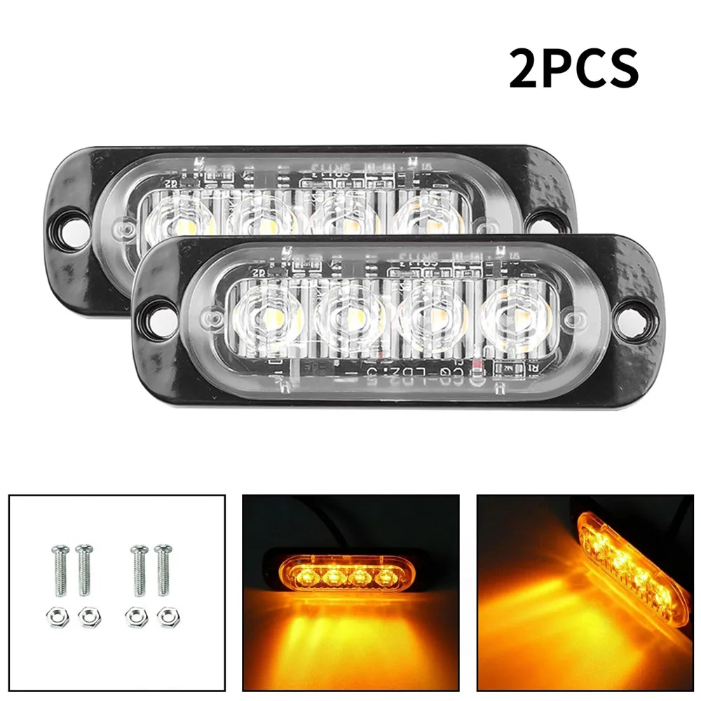 2Pcs Car Strobe 4LED Signal Lamp Grill Flashing Breakdown Emergency Light Truck Trailer Beacon For Motorcycle | Автомобили и