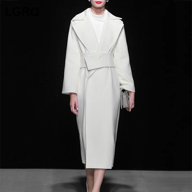 

[LGRQ] Loose Thicken Lace Woolen High-end Women's Coat Parkas New Long Sleeve Casual Fashion Tide Autumn Winter 2021 19D4575