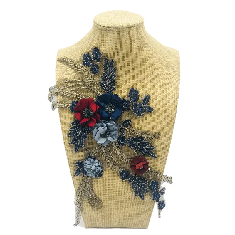

New Lace Beads Nails Diamonds Flower Decoration Applique Patch Embroidery DIY Denim