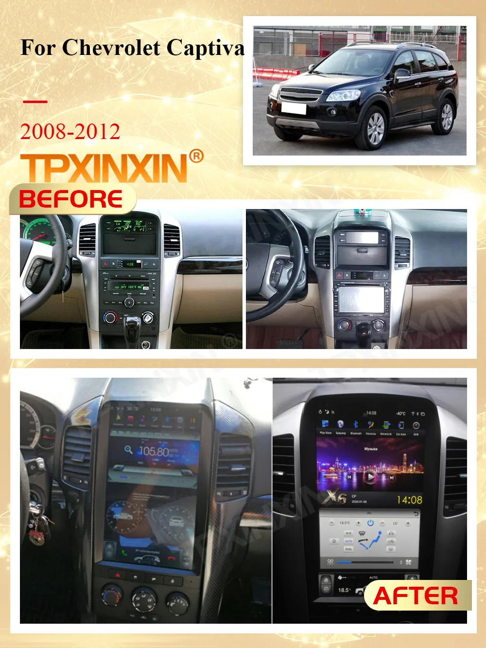 

256GB Qualcomm Android 11 Tesla Screen Radio Receiver For Chevrolet Captiva 2008 2009 2010 2011 CAR GPS Navi Video IPS Head Unit