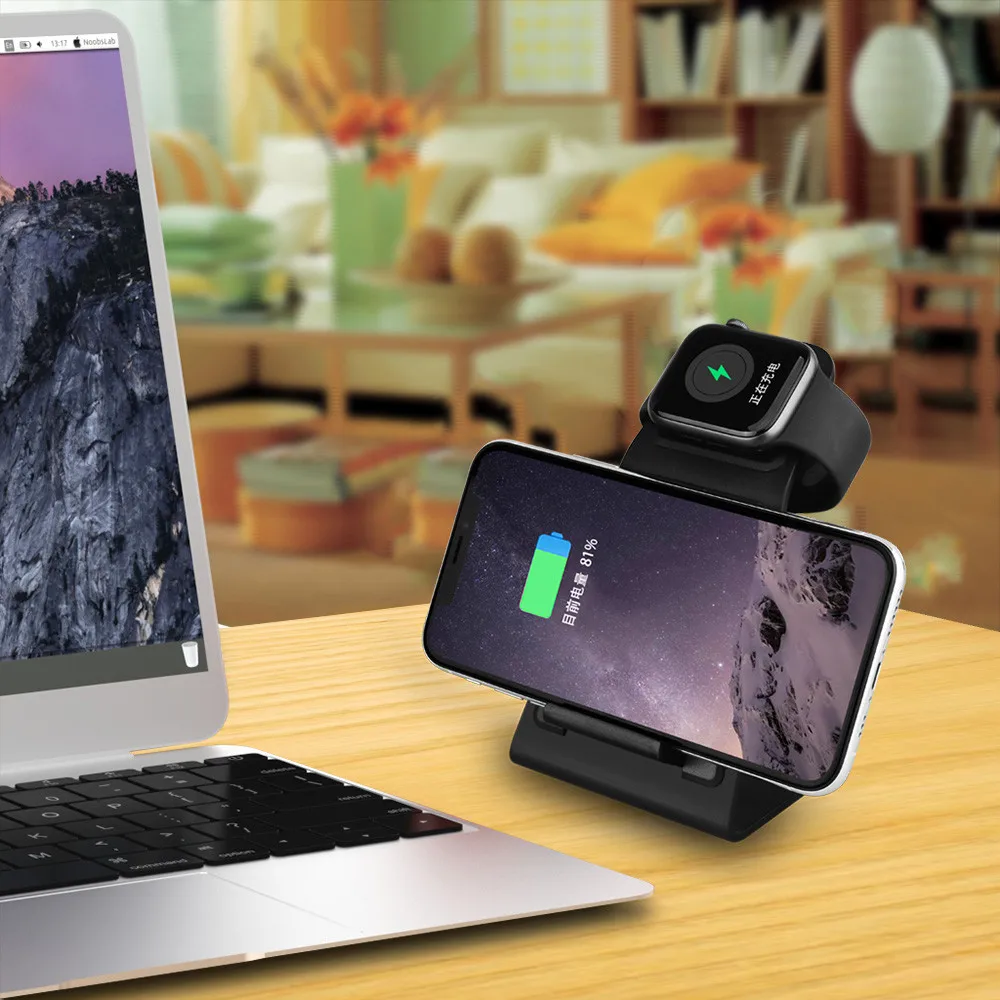 MulJexno 2 in 1 Fast Wireless Charger for iPhone X XS Max XR 8 Plus Samsung S8 S9 Watch 4 3 Stand Qi Phone Pad | Мобильные телефоны