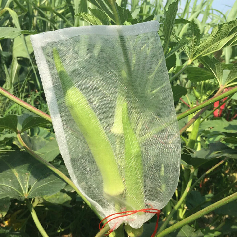 

100 Pcs Plant Fruit Protect Garden Drawstring Mesh Net Bags Insect-proof Nylon Mesh Against Pest Garden Plant Protection Cover