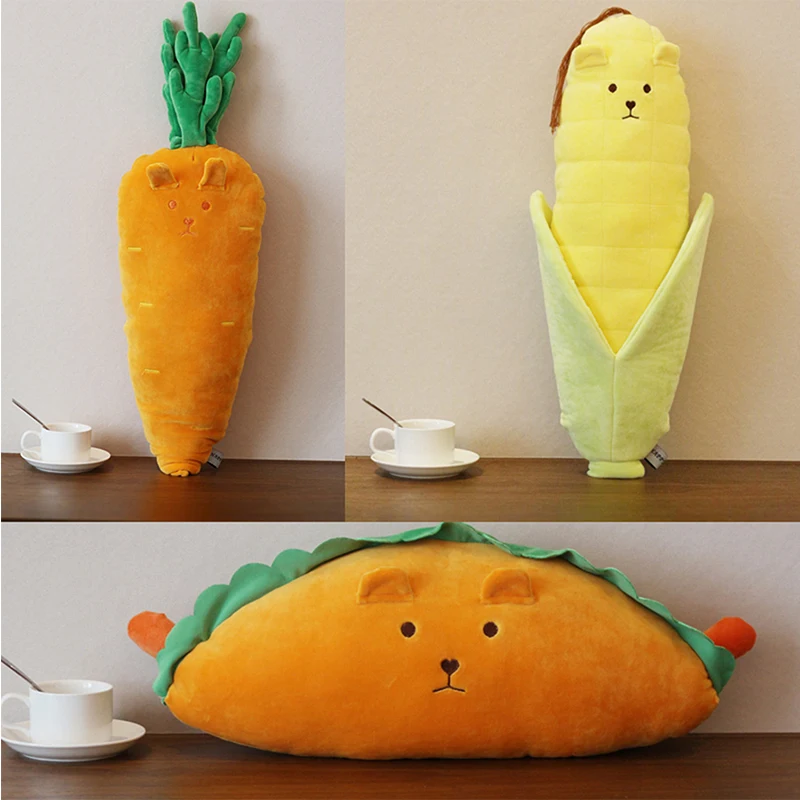 

Corn Carrot Hot Dog Pillow Simulation Dog Plush Toy Sleeping Dog Stuffed Puppy Animal Toy Christmas Gift for Kids Kawaii Present