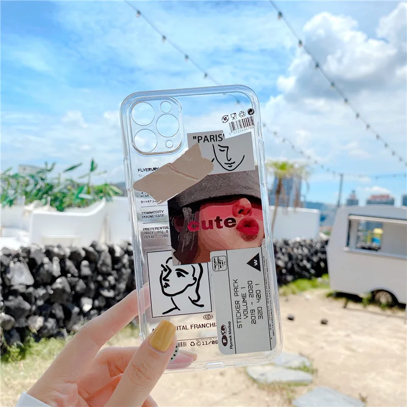 

Case For Samsung S21 S20 Note20 Ultra S20FE G530 J2Prime M51 Stickers Label Bar Retro Funny Fashion TPU Back Cover
