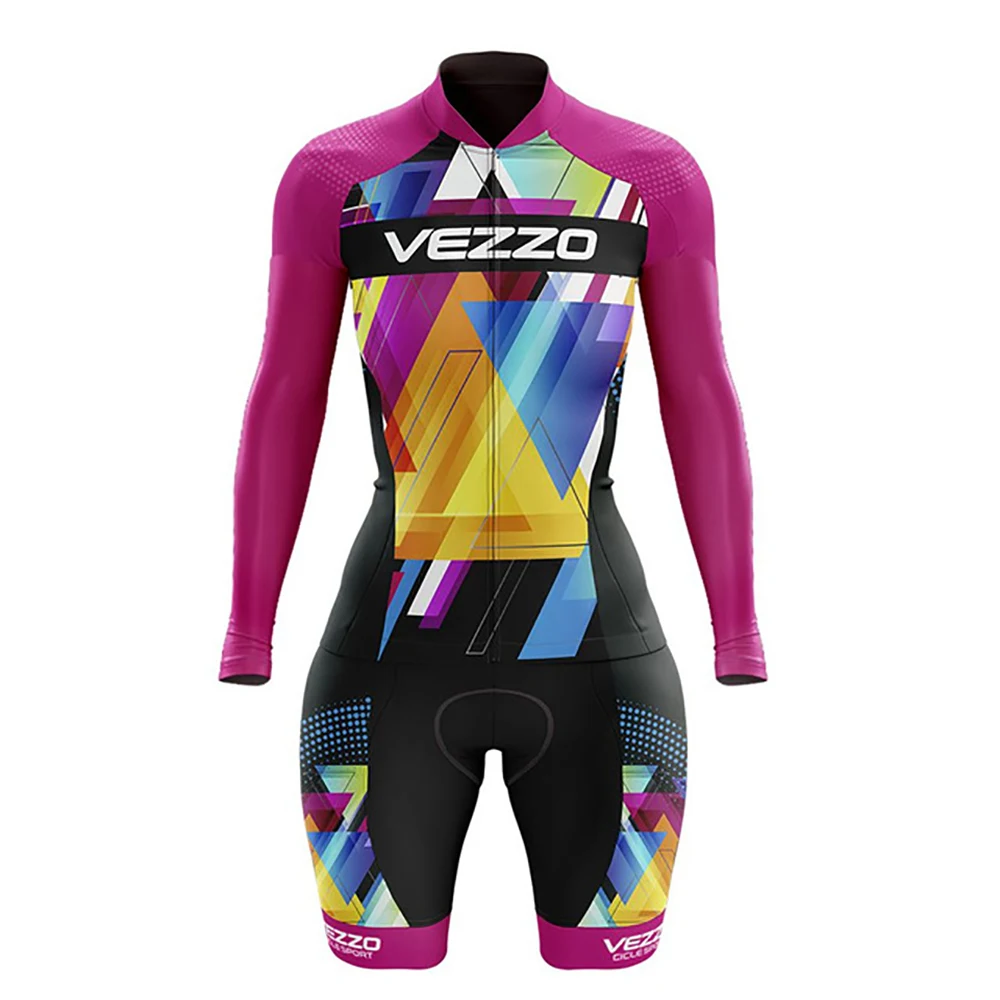 Женский велосипедный костюм для триатлона Vezzo комбинезон с длинным рукавом