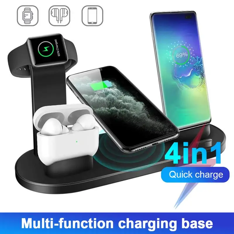 4in1 charging station for apple watch iphone 13 pro 12 11 foldable wireless fast charger dock for airpods samsung xiaomi huawei free global shipping