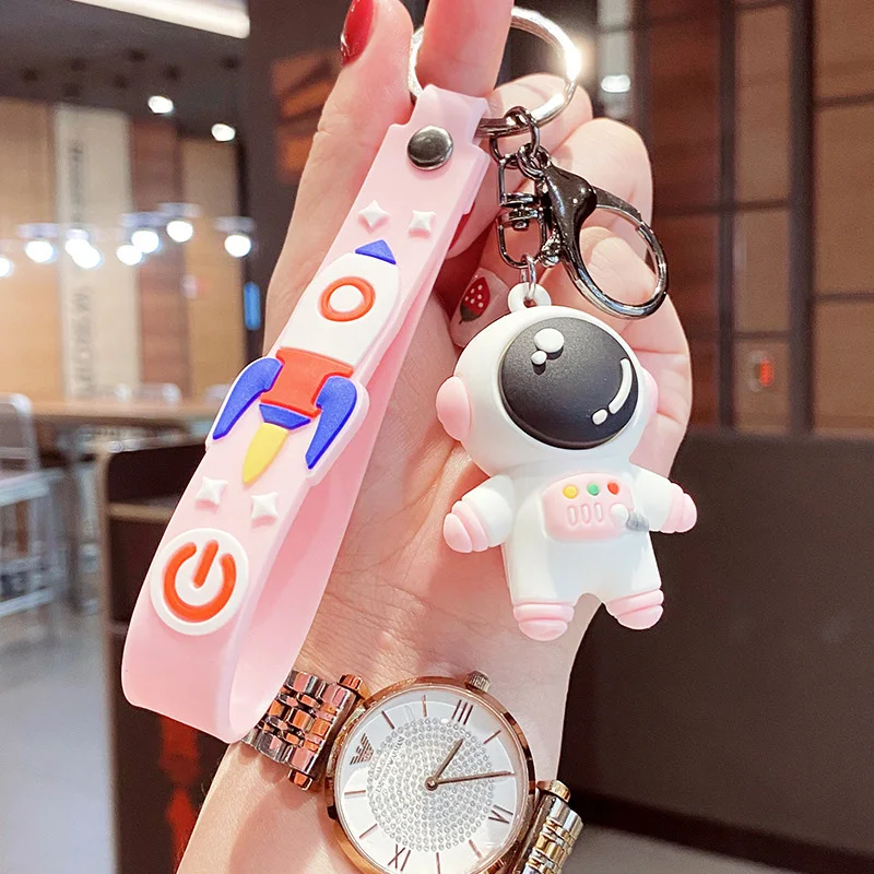 

Cartoon Astronaut Kawaii Keychain Korean Style Cute Girl Couple Key Chain Soft Rubber Small Pendant Key Ring Handbag Keychains