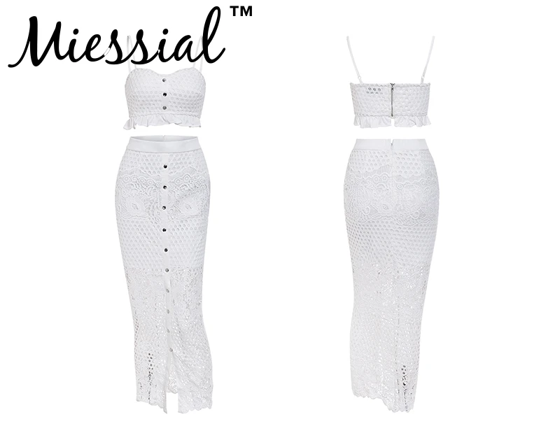 Miessial, сексуальный костюм из двух частей, кружевное, облегающее, желтое платье, женское, белое, с отверстиями, Осенние, женские, вечерние, для клуба, элегантное, макси платье, зима