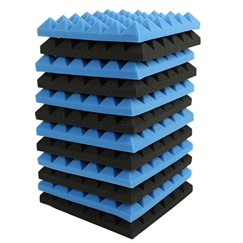 

Acoustic Foam,Acoustic Foam Panels,Soundproofing Foam,Acoustic Panels,Studio Foam 2 inchX12 inchX12 inch (12Pack) Black+Blue