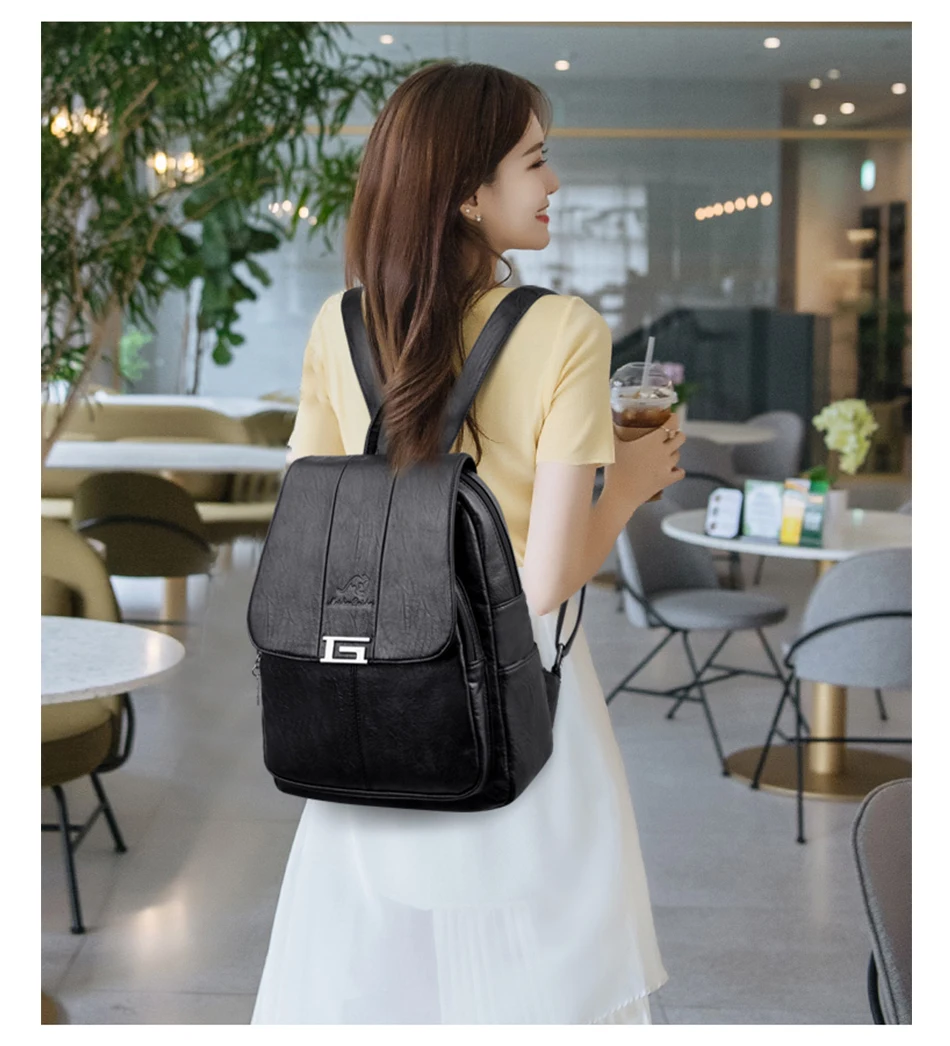 High Quality Leather Backpack Woman New Arrival Fashion Female Backpack String Bags Large Capacity School Bag Mochila Feminina