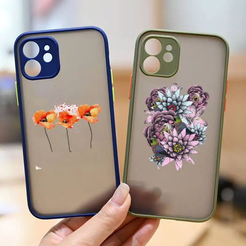 

Graphic Rose flower Phone Case matte transparent For iphone 7 8 11 12 13 plus mini x xs xr pro max cover