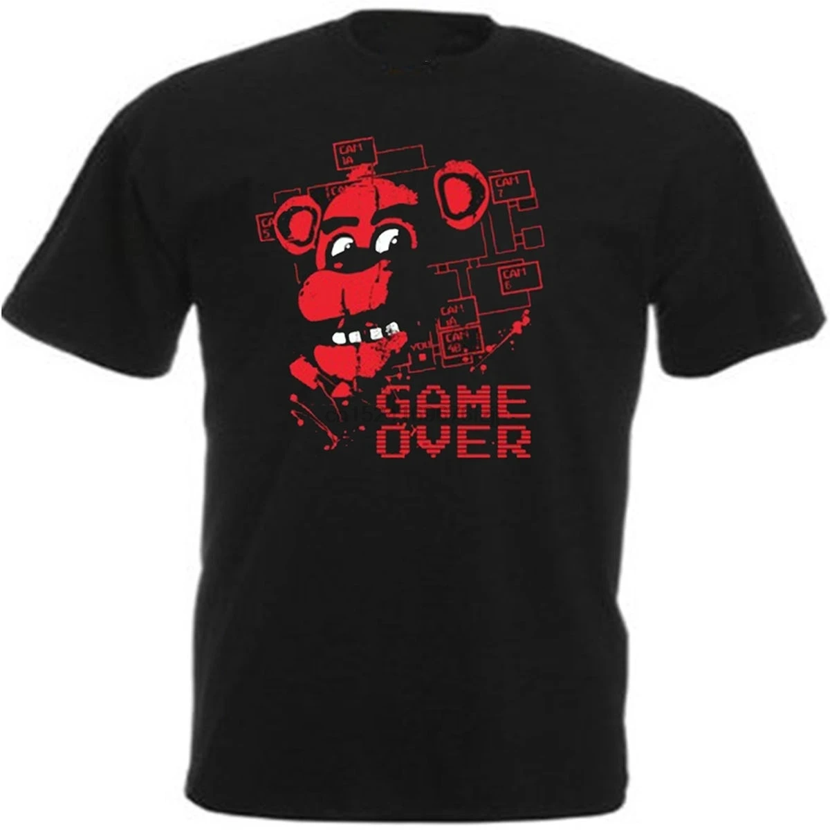 Игровая Футболка Freddy Fazbear Game Over Fnaf Мужская Модный хлопковый топ с коротким
