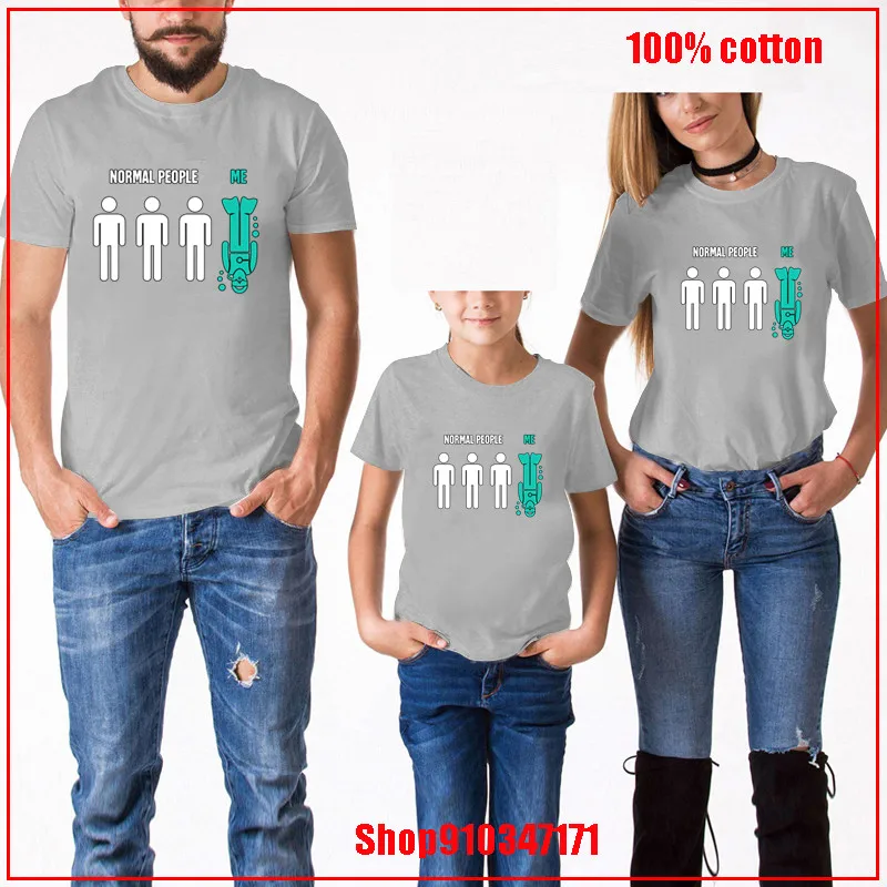Normal People Me Funny Scuba Diving Design white 27cm mommy and daughter matching clothes teenage girls summer clothing parent | Мать и