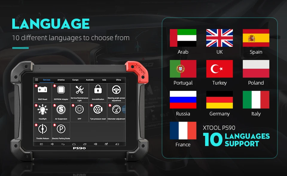 Полный диагностический сканер XTOOL PS90 для программирования одометра OBD2 ABS DPF EPB с
