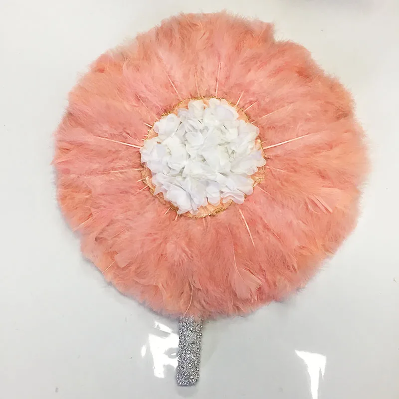 

Двухсторонний веер ручной работы с перьями роскошный 3D Цветочный кружевной веер с перьями для свадебной вечеринки подарок Прямая поставка ...