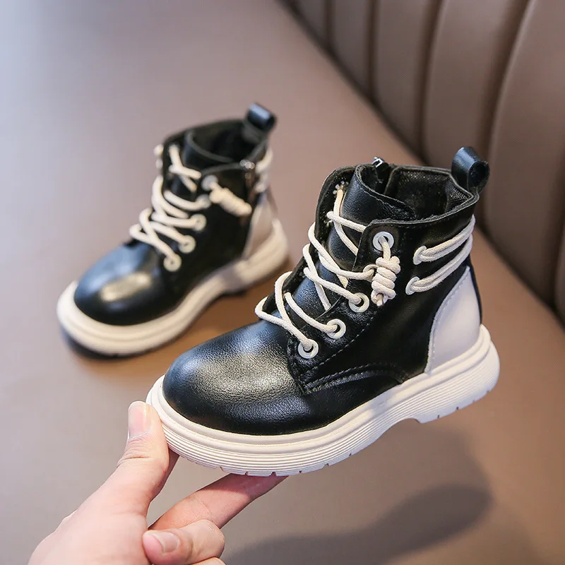 

Kids Short Boots 2021 Winter Autumn New British Style Unisex Fashion Boots Soft Bottom Non-slip Children Running Shoe Size 26-36