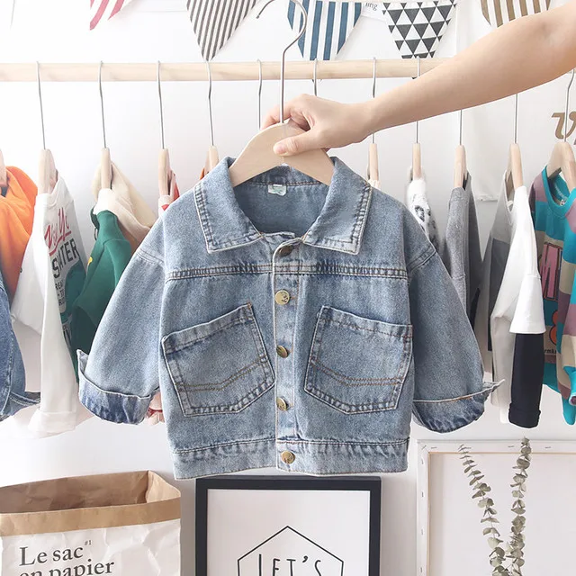 Джинсовые куртки для мальчиков на весну и осень потертые детские джинсовые