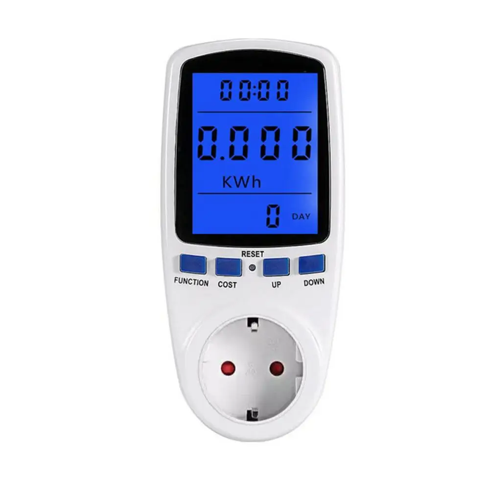 

Plug-in Energy Power Meter Electricity Usage Control Power Watt Voltage Amps Meter Measuring Socket LCD Display Overload Protect