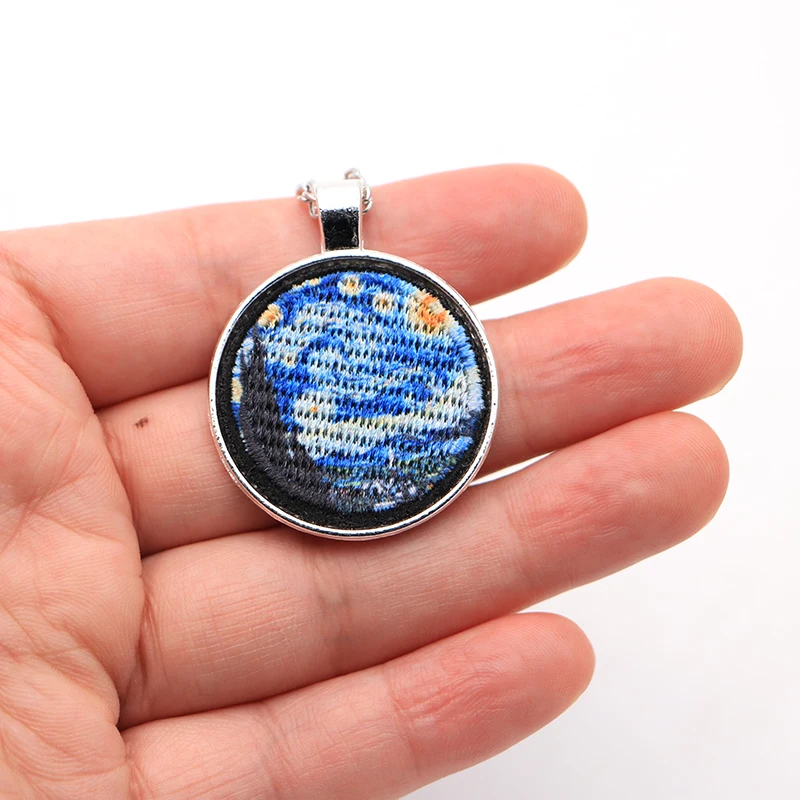 Тканевая вышивка Ван Гог Знаменитые Картины Звездная ночь ожерелье Модные