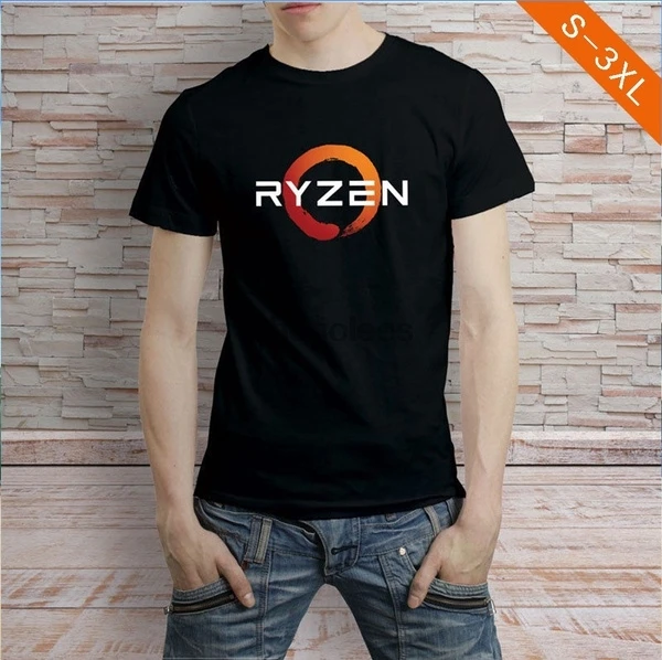 Черная футболка Ryzen Pc Cp Cpu uпроцессор Amd | Мужская одежда