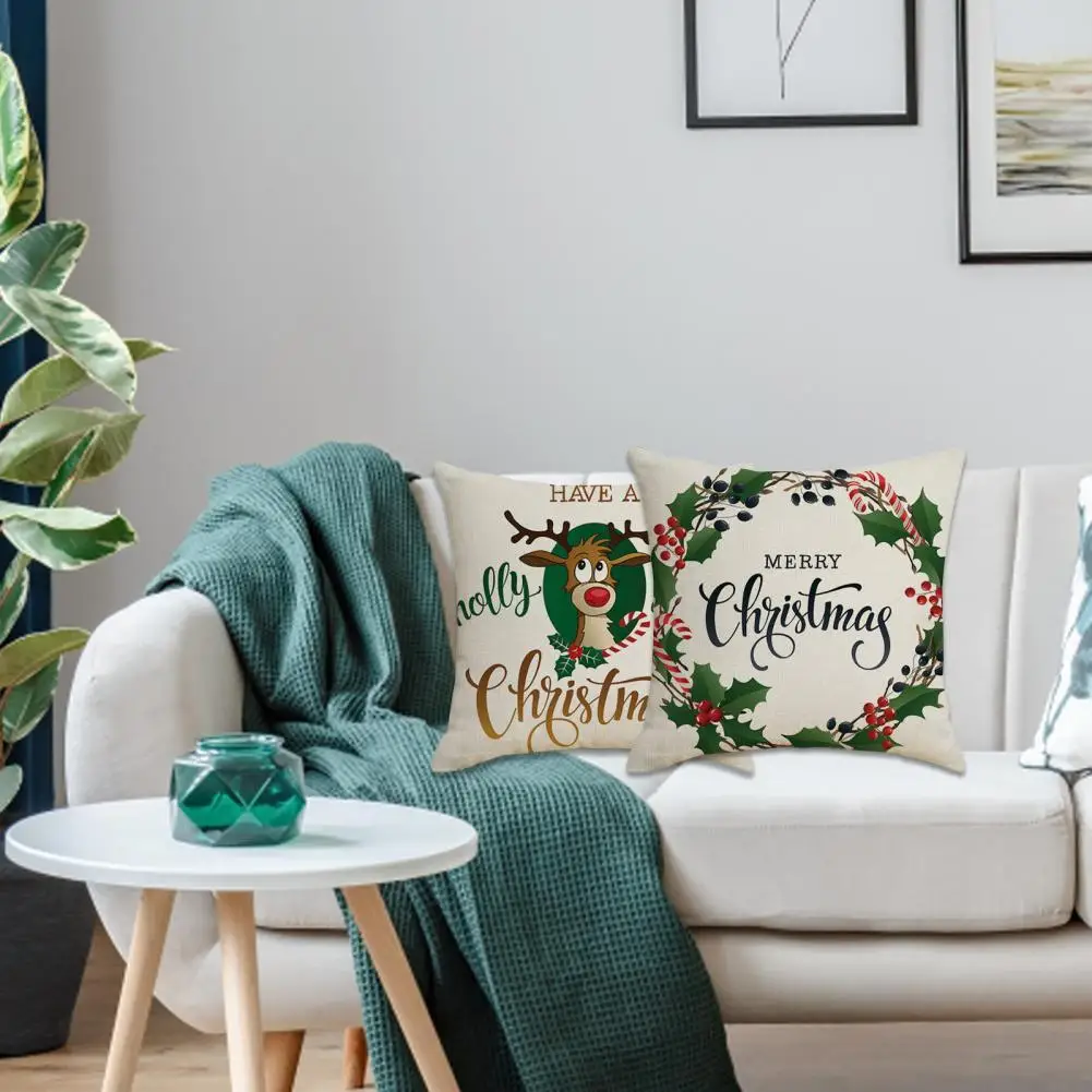 

Wear Resistant Beautiful Christmas Decoration Pillow Covers Washable Throw Pillow Cushion Skin-friendly for Sofa
