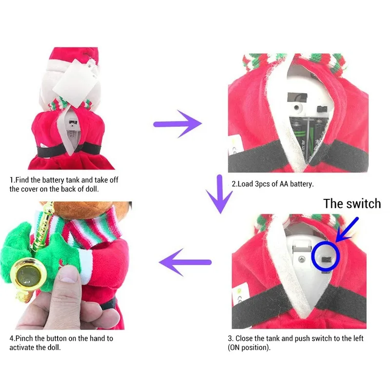 

Christmas Saxophone Plush Toy Electric Christmas Musical Doll Electric Christmas Plush Doll Singing Dancing Christmas Gift