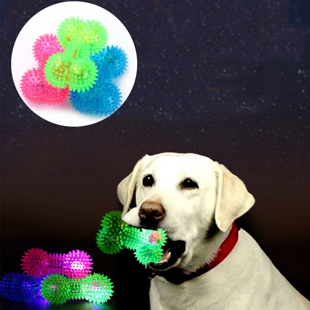 Жевательные пищалки для собак красочные мягкие резиновые светящиеся мячи