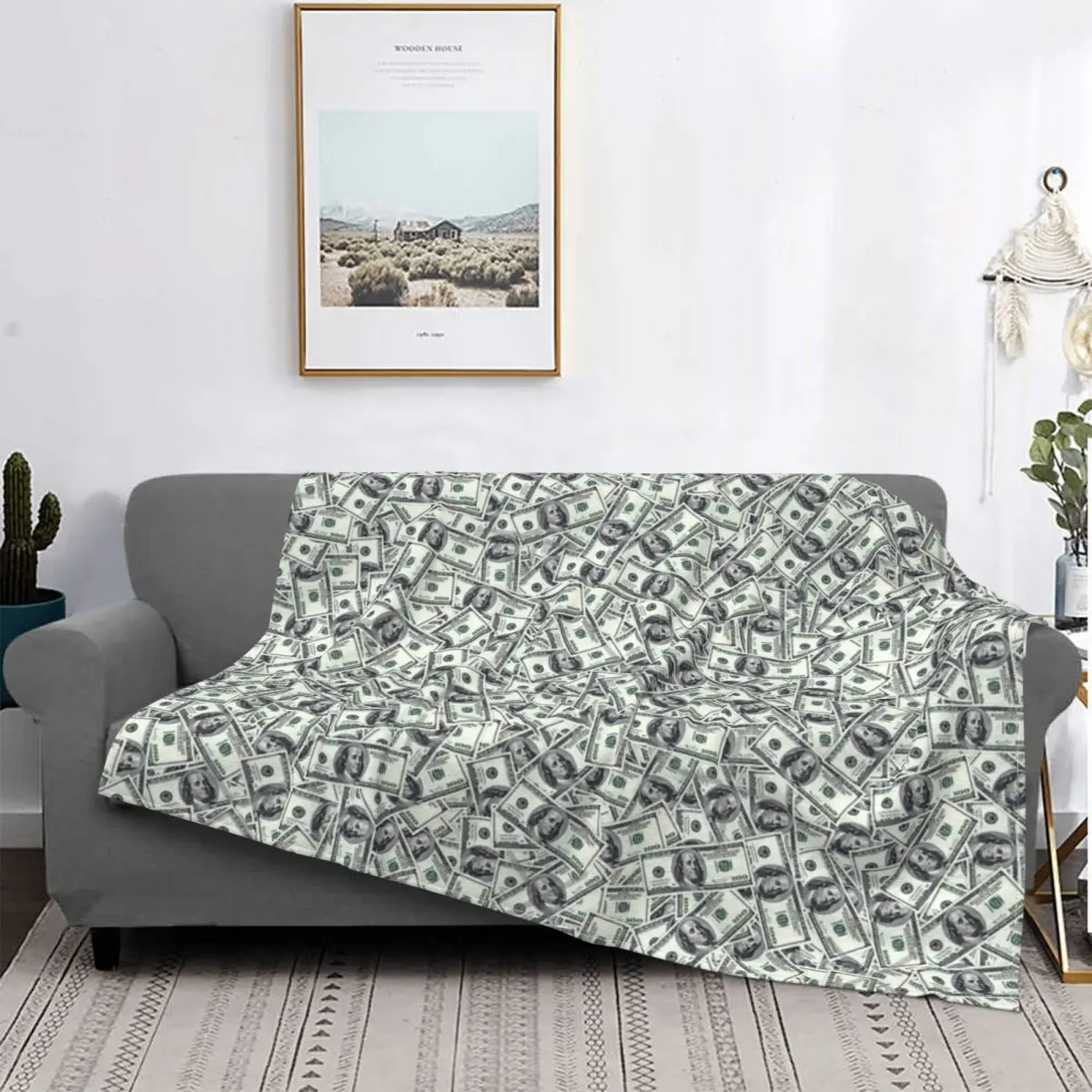 Manta de 100 dólares con fondo de dinero gigante, para cama colcha,...