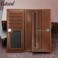 mens clutch long business style wallet portafoglio uomo casual embossed zipper pu leather two fold card holder portafoglio